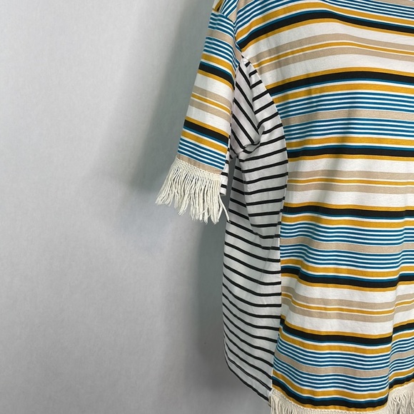 Zara Striped Fringe Short Sleeve T-Shirt. Size Large. - Picture 5 of 12